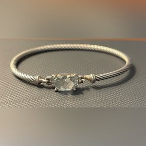 David Yurman Sterling Silver Bracelet Pavé Diamond and Prasiolite